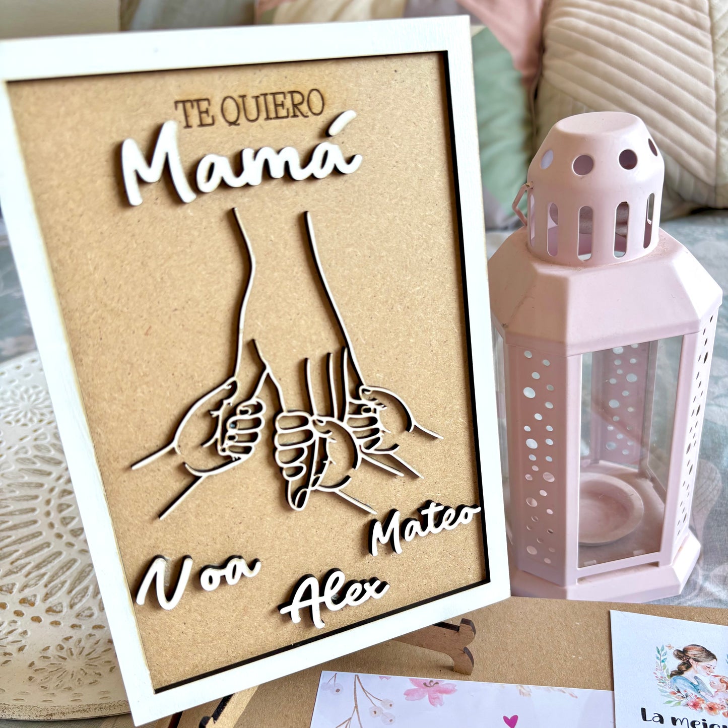 Cuadro personalizado para mamá con manos y nombres | Regalo Día de la Madre