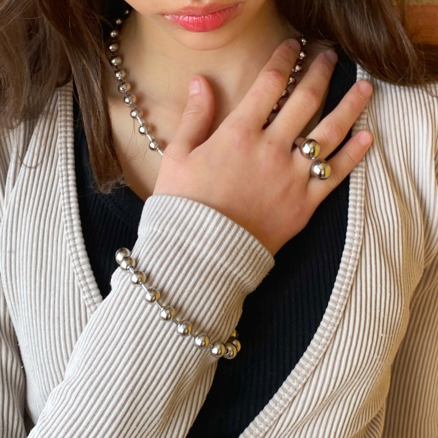 Pack Completo “SPHERE”: Anillo, Pulsera y Gargantilla de Acero Inoxidable