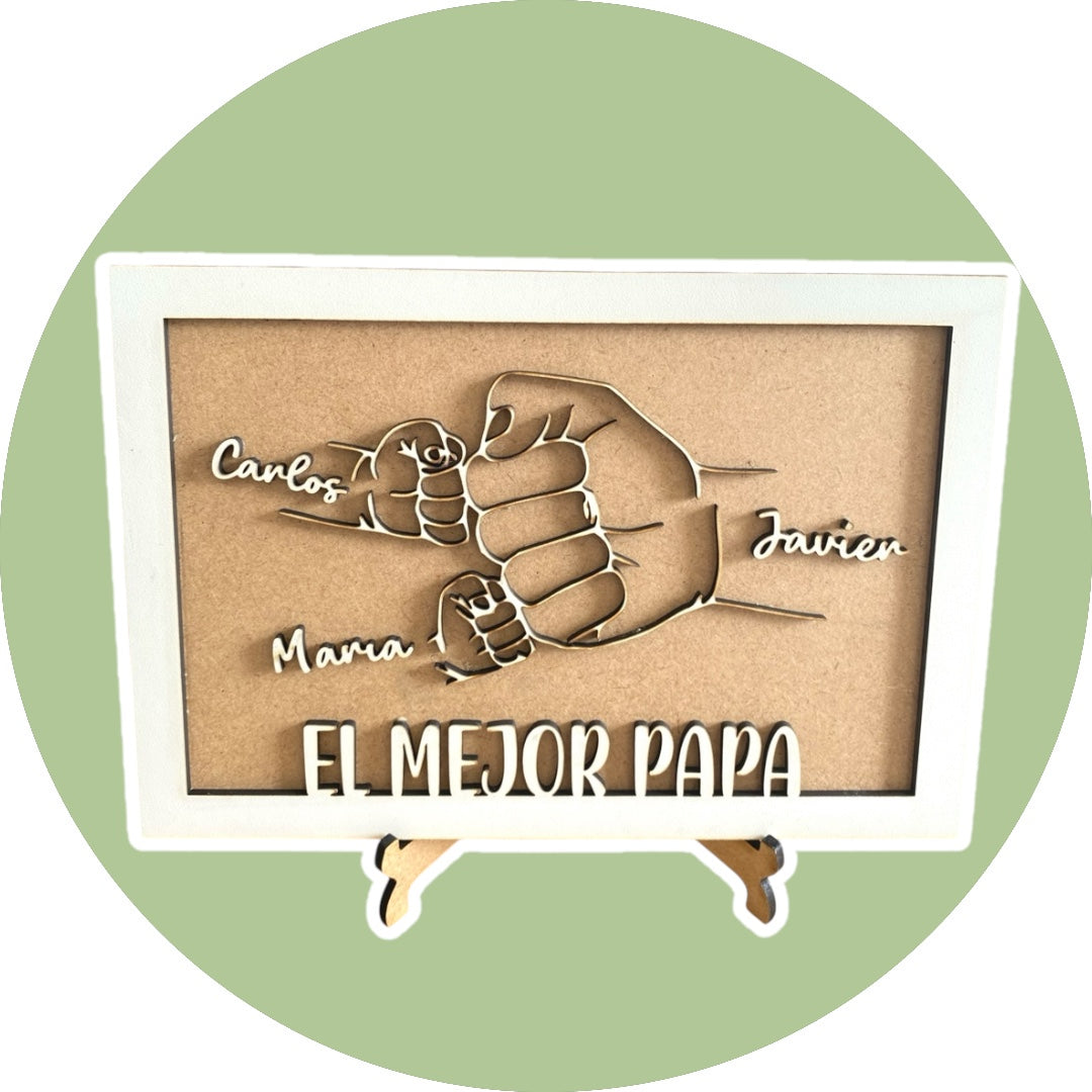 CUADRO PAPÁ PUÑOS PERSONALIZADO PARA DÍA DEL PADRE.