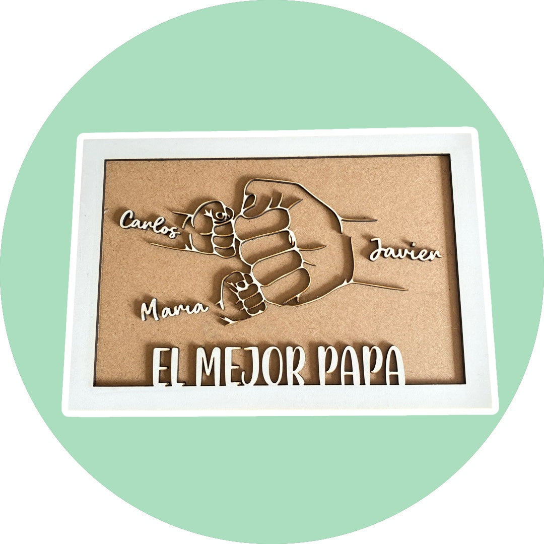 CUADRO PAPÁ PUÑOS PERSONALIZADO PARA DÍA DEL PADRE.