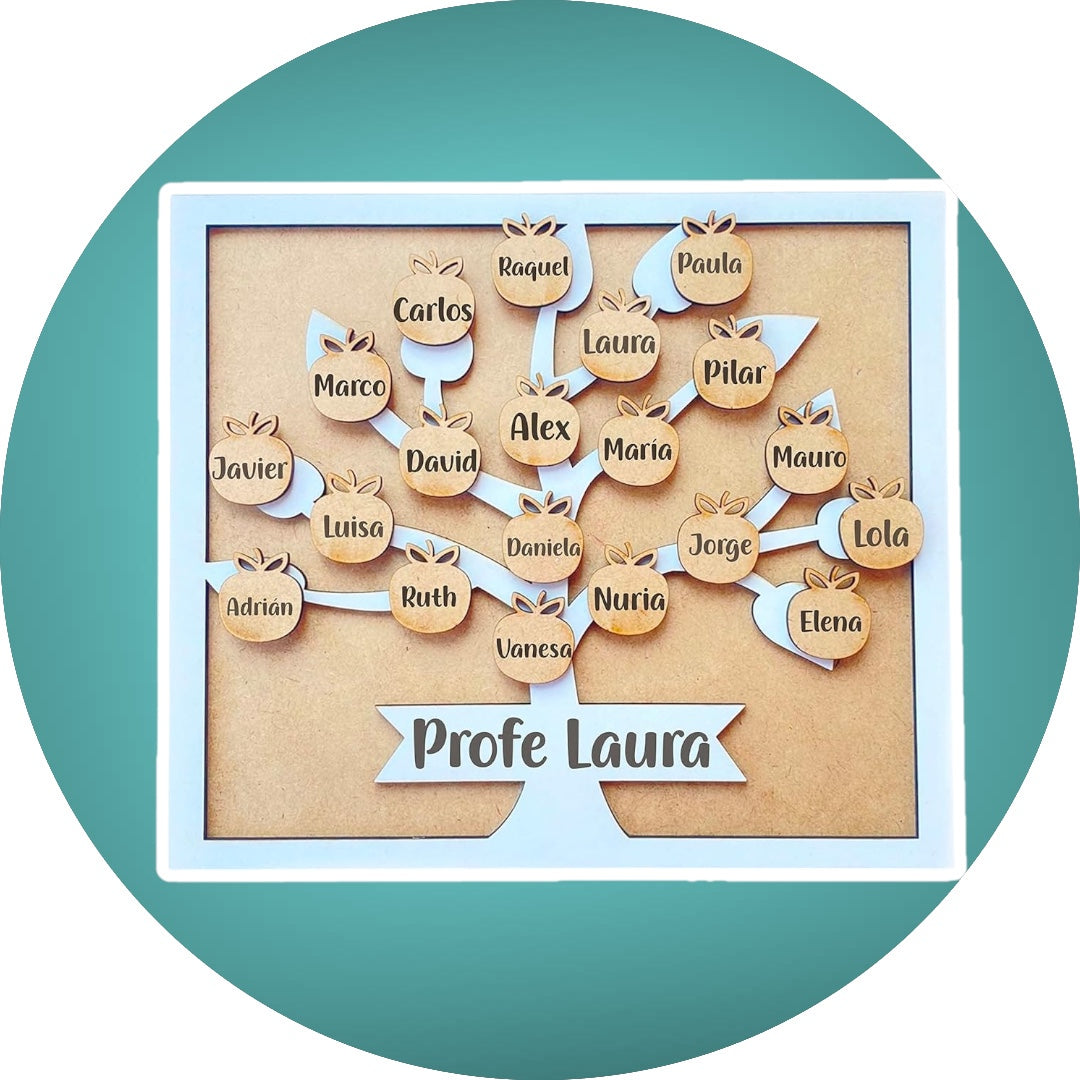 Cuadro Personalizado para Profesor o Profesora con Nombres | Regalo Fin de Curso en Madera
