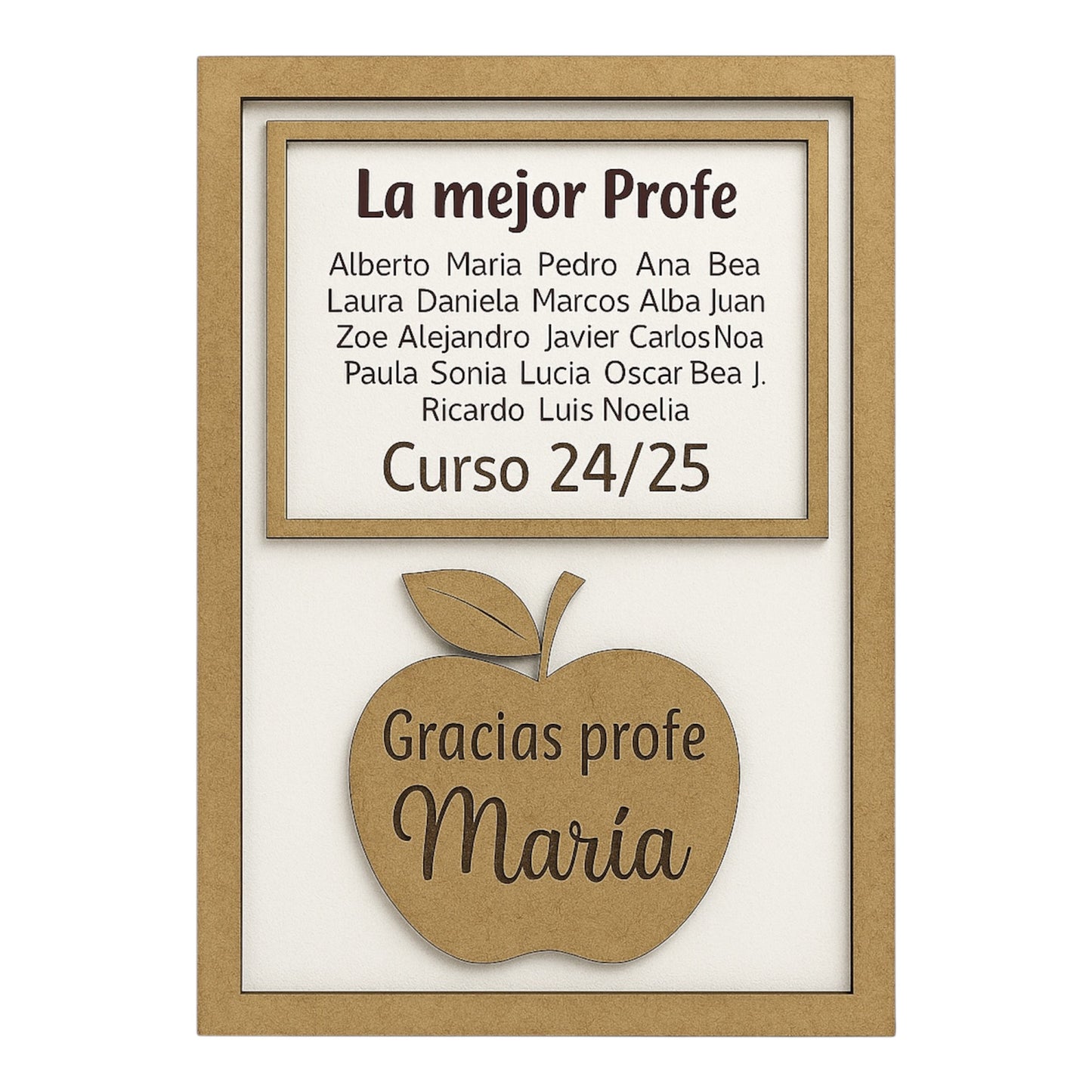 Cuadro personalizado “La mejor profe” – Regalo fin de curso con nombres