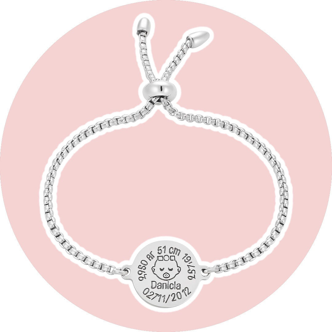 Pulsera personalizada natalicia en acero inoxidable – Regalo único para mamás