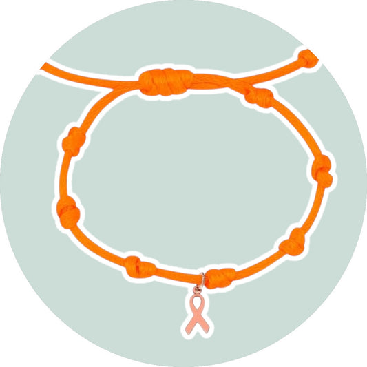 Pulsera Solidaria contra el Cáncer de Leucemia – Cordón Naranja y Lazo de Plata de Ley