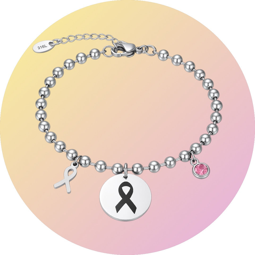🌸 Pulsera Solidaria “Lazo Rosa” – Acero Inoxidable Personalizable
