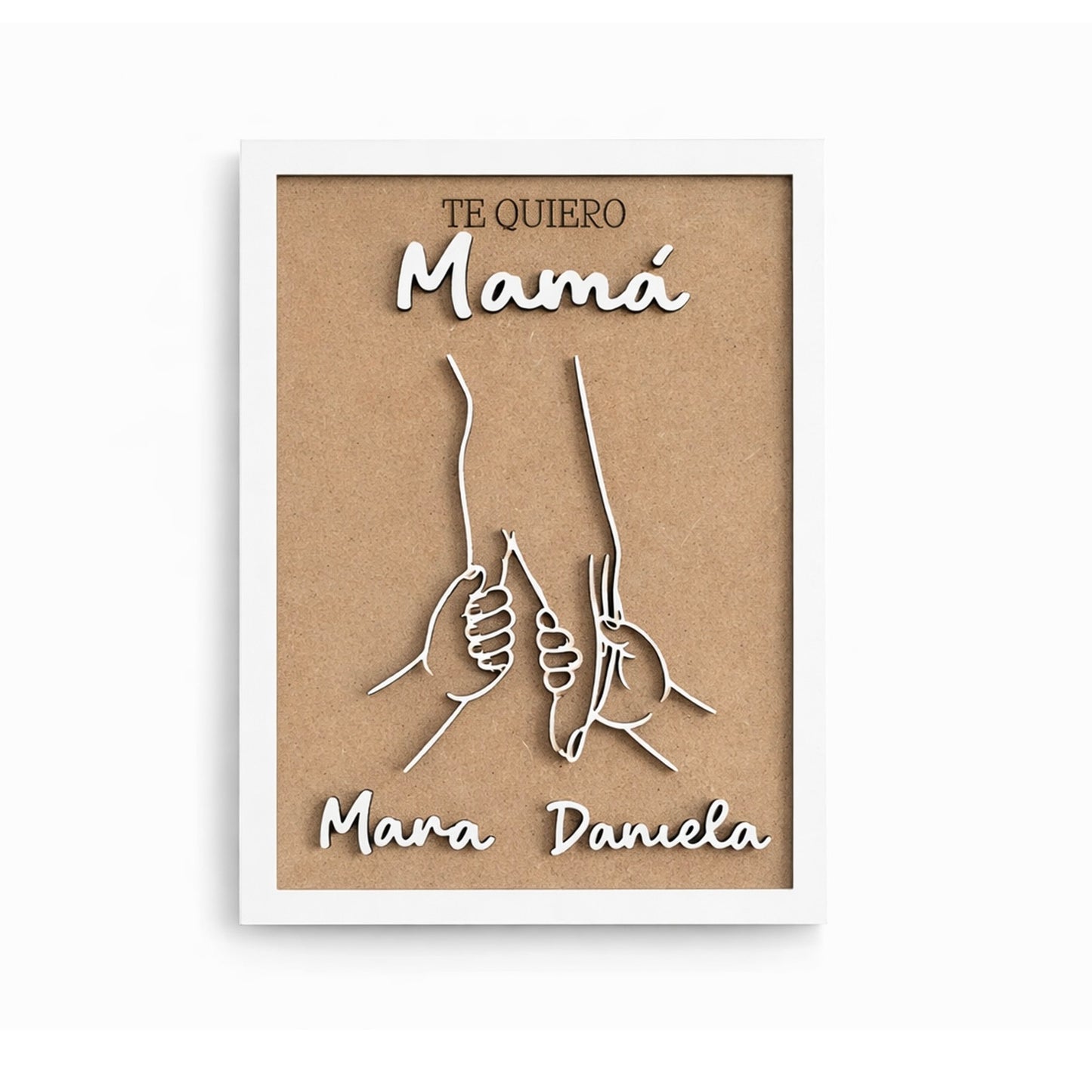 Cuadro personalizado para mamá con manos y nombres | Regalo Día de la Madre